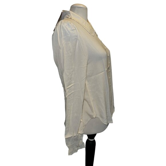 Band of the Free NWT Denise Cream Ruffle Collar Top Sz Medium Cream BOG Collect - Picture 9 of 14